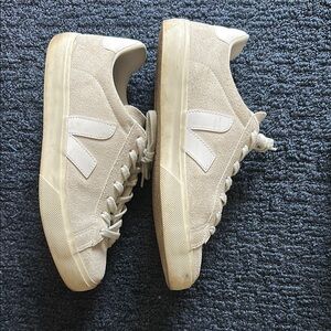 Veja Tan and White Sneakers Sleek Design Comfortable Fit